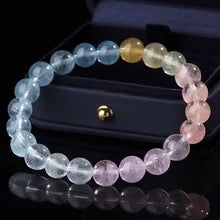 Natural Colorful Morganite Quartz Bracelet 8mm Clear Round Beads Blue Pink Morganite Stretch Gemstone Women Men AAAAAAA